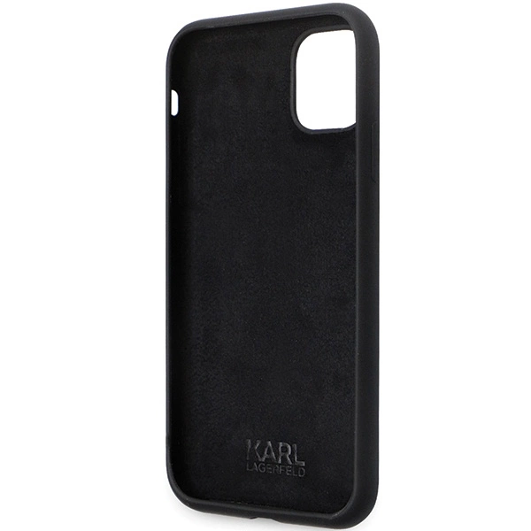 Etui Karl Lagerfeld Silicone Ikonik Metal Pin na iPhone 11 / Xr - czarne