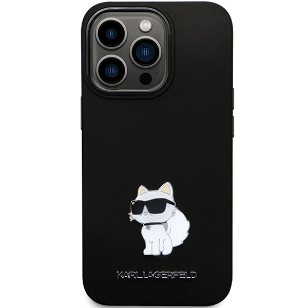 Etui Karl Lagerfeld Silicone Choupette Metal Pin na iPhone 13 Pro / iPhone 13 - czarne