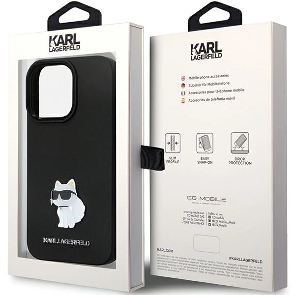 Etui Karl Lagerfeld Silicone Choupette Metal Pin na iPhone 13 Pro / iPhone 13 - czarne