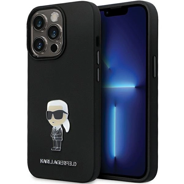 Etui Karl Lagerfeld Silicone Ikonik Metal Pin na iPhone 13 Pro / iPhone 13 - czarne