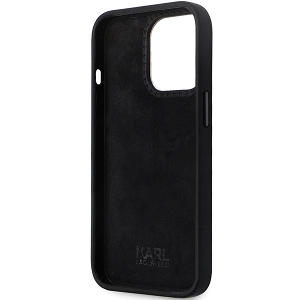 Etui Karl Lagerfeld Silicone Choupette Metal Pin na iPhone 14 Pro - czarne