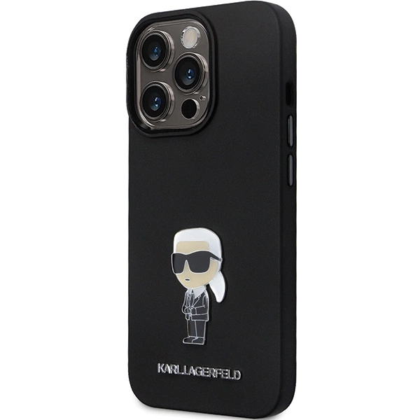 Etui Karl Lagerfeld Silicone Ikonik Metal Pin na iPhone 14 Pro - czarne