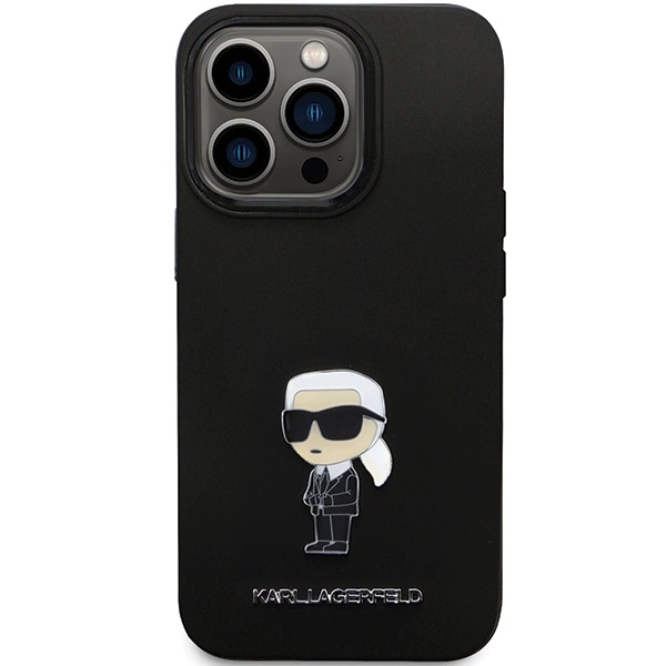 Etui Karl Lagerfeld Silicone Ikonik Metal Pin na iPhone 14 Pro - czarne