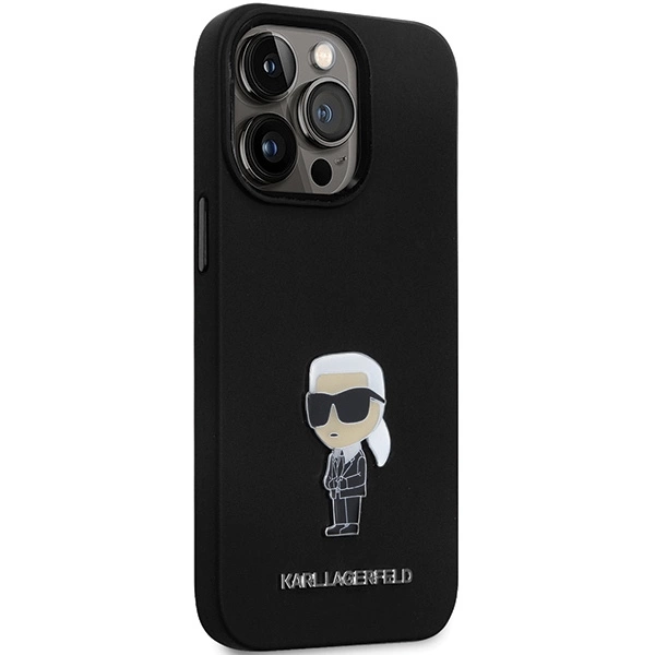 Etui Karl Lagerfeld Silicone Ikonik Metal Pin na iPhone 14 Pro - czarne