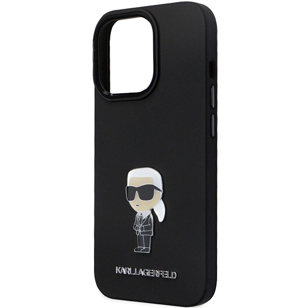 Etui Karl Lagerfeld Silicone Ikonik Metal Pin na iPhone 14 Pro - czarne