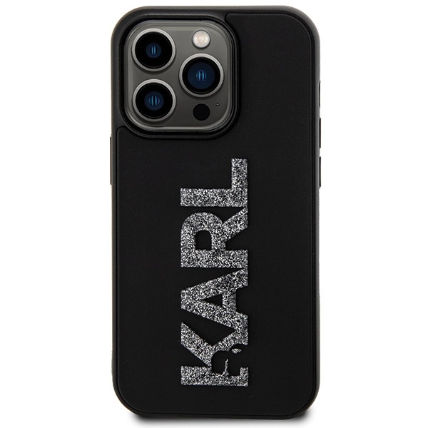 Etui Karl Lagerfeld 3D Rubber Glitter Logo na iPhone 15 Pro - czarne