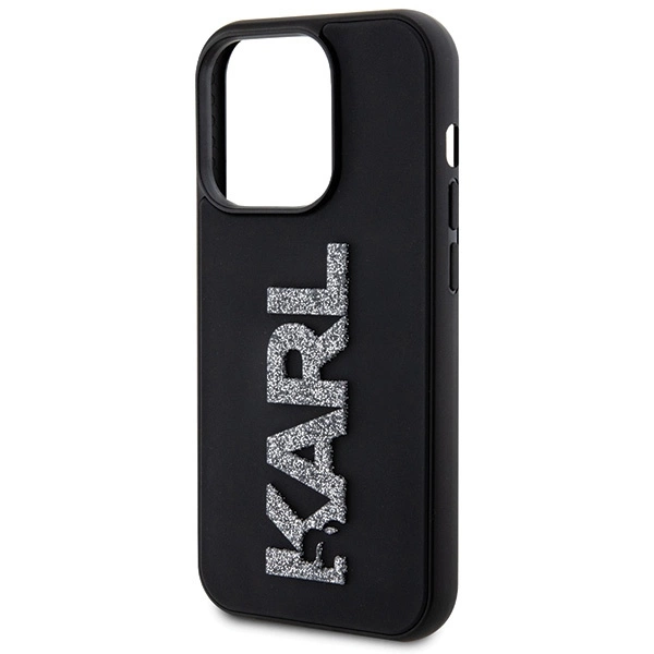Etui Karl Lagerfeld 3D Rubber Glitter Logo na iPhone 15 Pro - czarne
