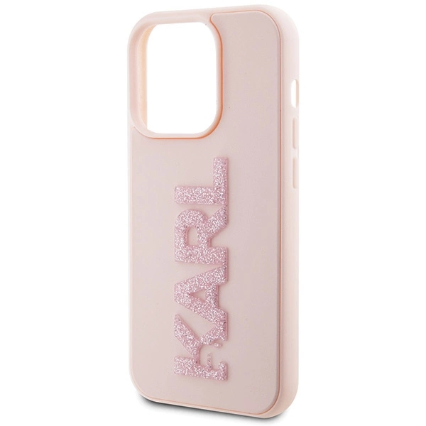 Etui Karl Lagerfeld 3D Rubber Glitter Logo na iPhone 15 Pro - różowe
