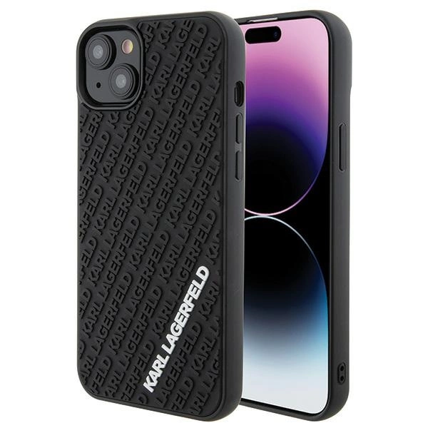 Etui Karl Lagerfeld 3D Rubber Multi Logo na iPhone 15 Plus - czarne