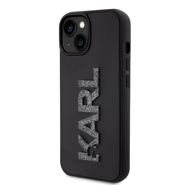 Etui Karl Lagerfeld 3D Rubber Glitter Logo na iPhone 15 - czarne