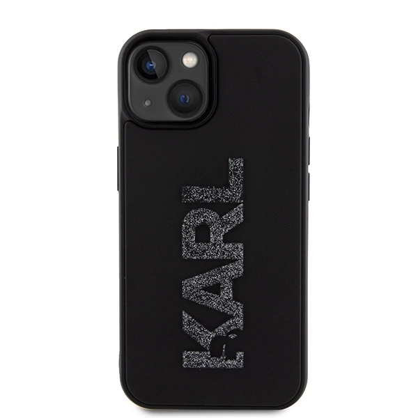 Etui Karl Lagerfeld 3D Rubber Glitter Logo na iPhone 15 - czarne