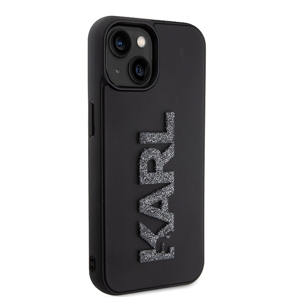 Etui Karl Lagerfeld 3D Rubber Glitter Logo na iPhone 15 - czarne