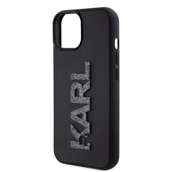 Etui Karl Lagerfeld 3D Rubber Glitter Logo na iPhone 15 - czarne