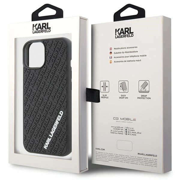 Etui Karl Lagerfeld 3D Rubber Multi Logo na iPhone 15 - czarne