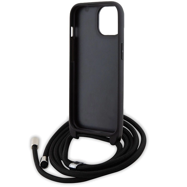 Etui Karl Lagerfeld Crossbody Saffiano Monogram Metal Pin Karl & Choupette na iPhone 15 - czarne