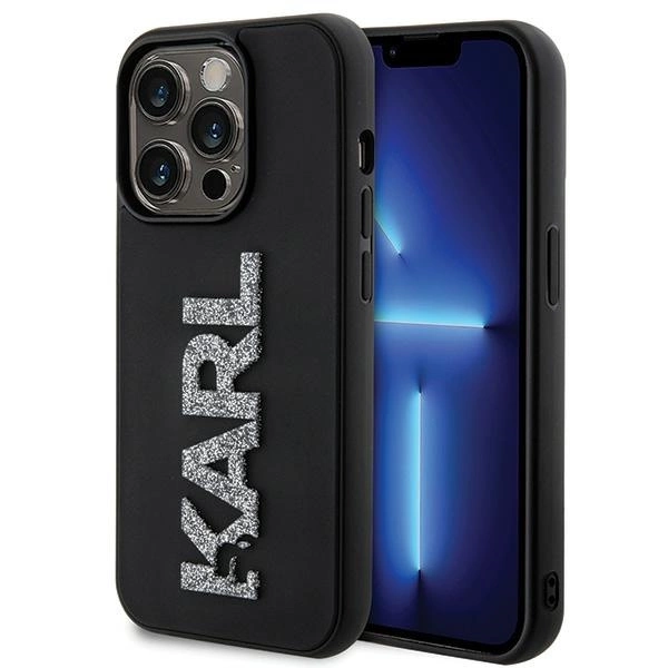 Etui Karl Lagerfeld 3D Rubber Glitter Logo na iPhone 15 Pro Max - czarne