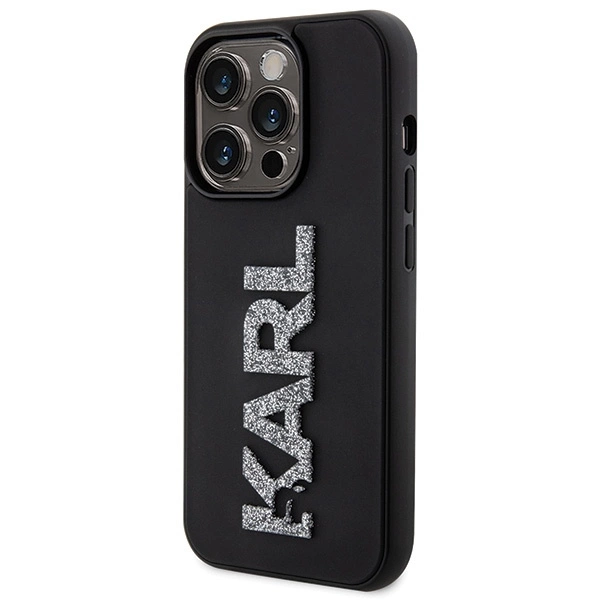 Etui Karl Lagerfeld 3D Rubber Glitter Logo na iPhone 15 Pro Max - czarne