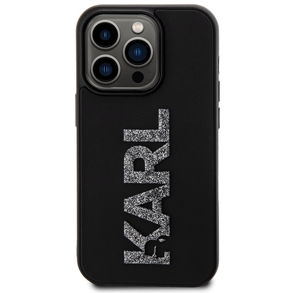Etui Karl Lagerfeld 3D Rubber Glitter Logo na iPhone 15 Pro Max - czarne