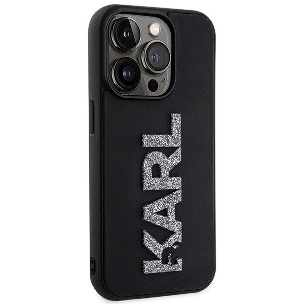 Etui Karl Lagerfeld 3D Rubber Glitter Logo na iPhone 15 Pro Max - czarne