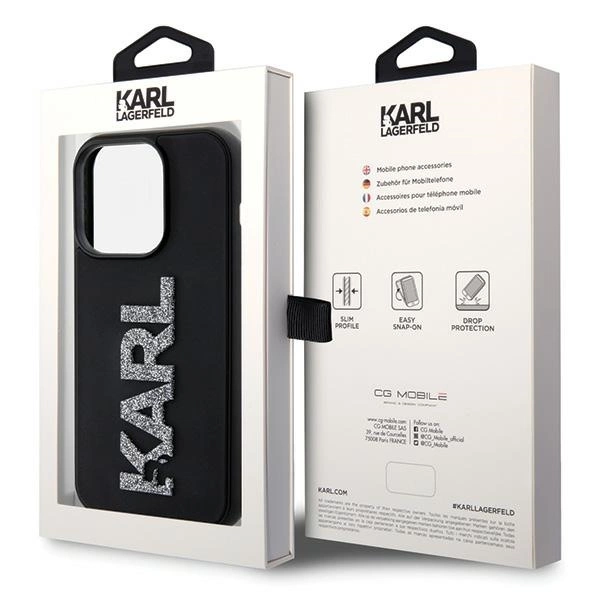 Etui Karl Lagerfeld 3D Rubber Glitter Logo na iPhone 15 Pro Max - czarne