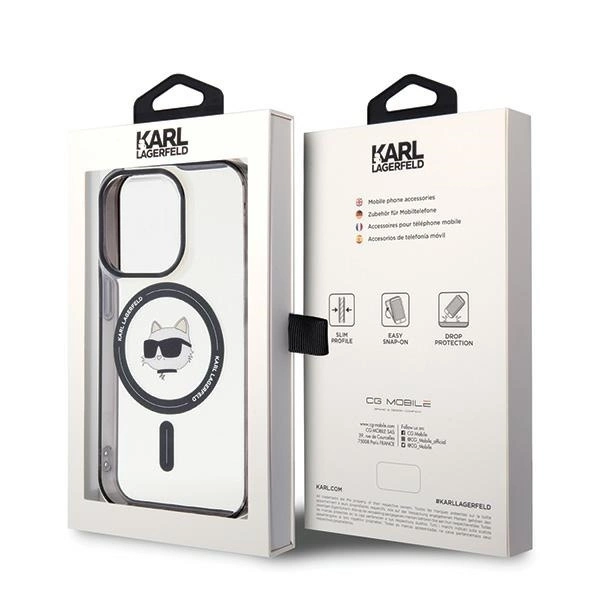 Etui Karl Lagerfeld IML Choupette's Head MagSafe na iPhone 15 Pro - przezroczyste