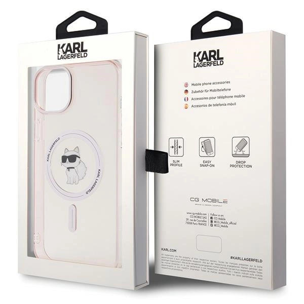 Etui Karl Lagerfeld IML Choupette MagSafe na iPhone 15 Plus - różowe