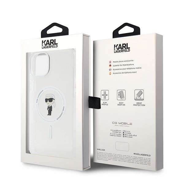 Etui Karl Lagerfeld IML Ikonik MagSafe na iPhone 15 Plus - przezroczyste