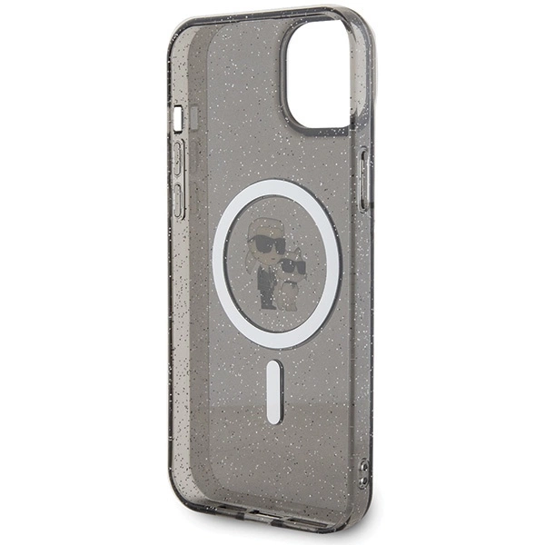 Etui Karl Lagerfeld Karl&Choupette Glitter MagSafe na iPhone 15 Plus - czarne