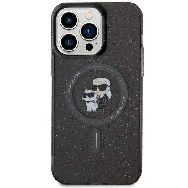 Etui Karl Lagerfeld Karl&Choupette Glitter MagSafe na iPhone 15 Pro Max - czarne