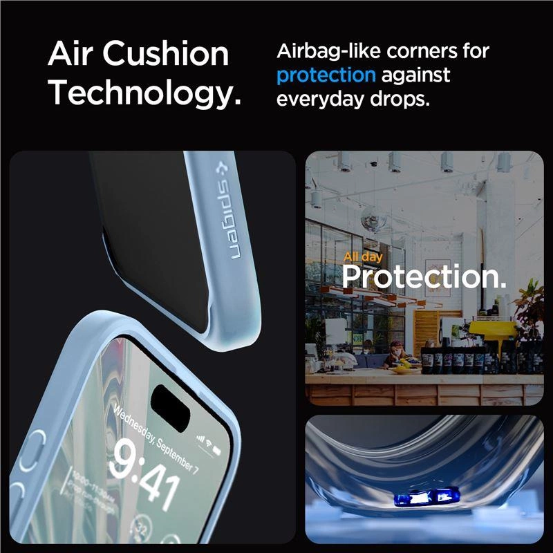 Etui Spigen Crystal Hybrid na iPhone 15 Pro Max - przezroczysto-niebieskie