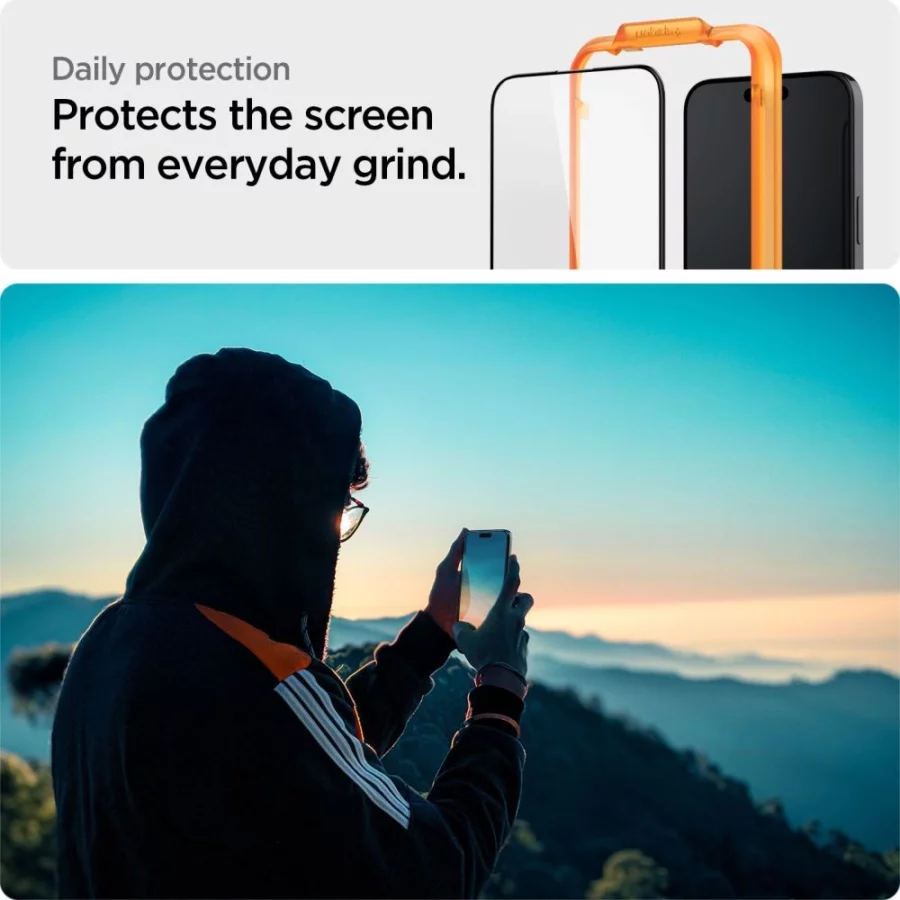 Szkło hartowane Spigen ALM Glass FC na iPhone 15 - czarne 2 szt.