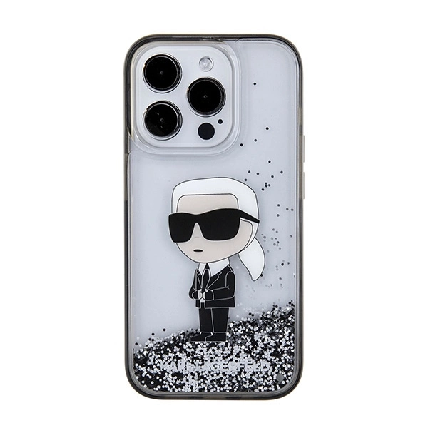Etui Karl Lagerfeld Liquid Glitter Ikonik do iPhone 15 Pro - przezroczyste