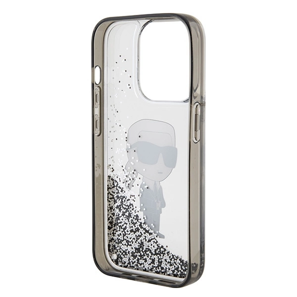 Etui Karl Lagerfeld Liquid Glitter Ikonik do iPhone 15 Pro - przezroczyste