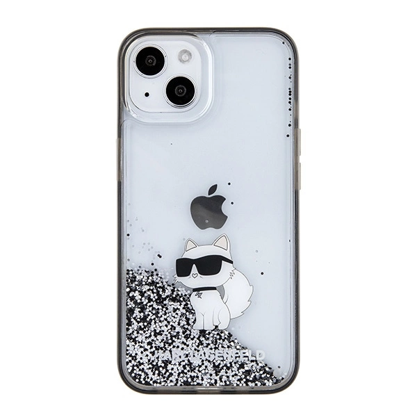 Etui Karl Lagerfeld Liquid Glitter Choupette do iPhone 15 - przezroczyste