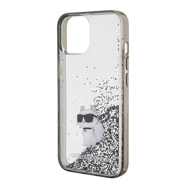 Etui Karl Lagerfeld Liquid Glitter Choupette do iPhone 15 - przezroczyste