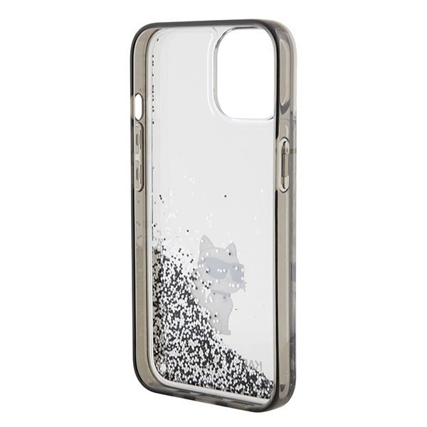 Etui Karl Lagerfeld Liquid Glitter Choupette do iPhone 15 - przezroczyste