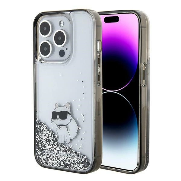 Etui Karl Lagerfeld Liquid Glitter Choupette do iPhone 15 Pro Max - przezroczyste