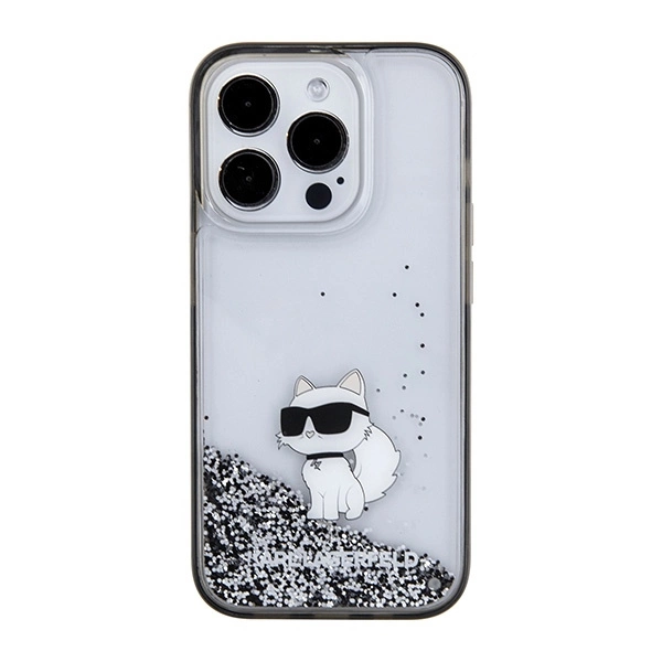 Etui Karl Lagerfeld Liquid Glitter Choupette do iPhone 15 Pro Max - przezroczyste