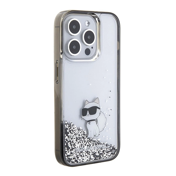 Etui Karl Lagerfeld Liquid Glitter Choupette do iPhone 15 Pro Max - przezroczyste