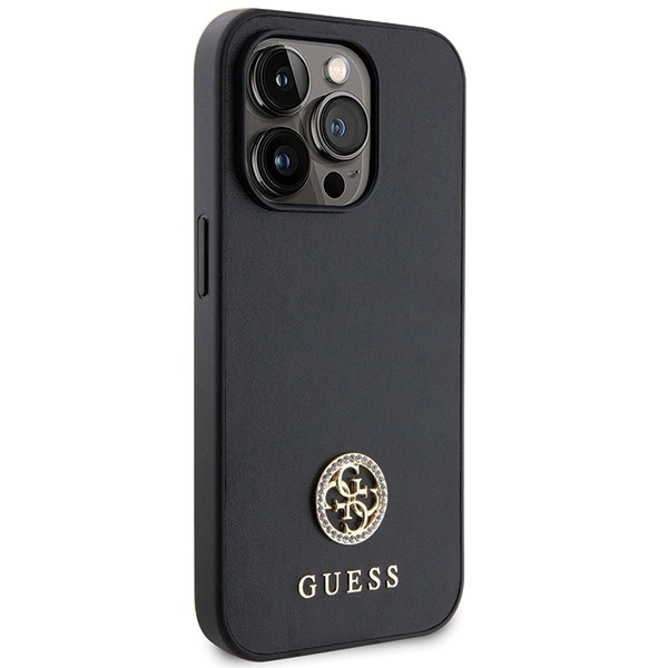 Etui Guess Strass Metal Logo do iPhone 15 Pro - czarne