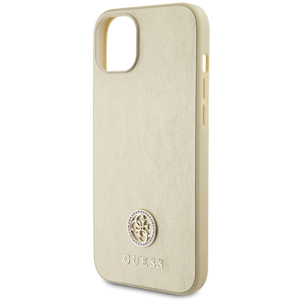 Etui Guess Strass Metal Logo do iPhone 15 Plus - złote