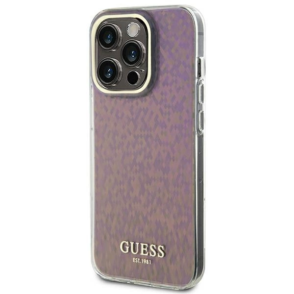 Etui Guess IML Faceted Mirror Disco Iridescent do iPhone 15 Pro Max - różowe