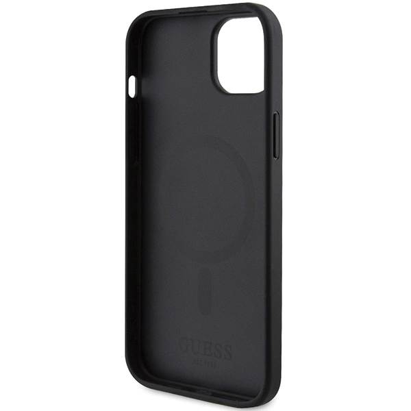 Etui Guess Saffiano MagSafe do iPhone 15 Plus - czarne