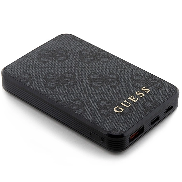 Powerbank Guess 4G Leather Metal Logo 15W 5000mAh - czarny
