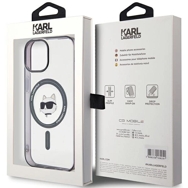 Etui Karl Lagerfeld IML Choupette's Head MagSafe do iPhone 15 Plus - przezroczyste
