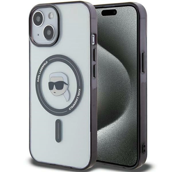 Etui Karl Lagerfeld IML Karl's Head MagSafe do iPhone 15 Plus - przezroczyste