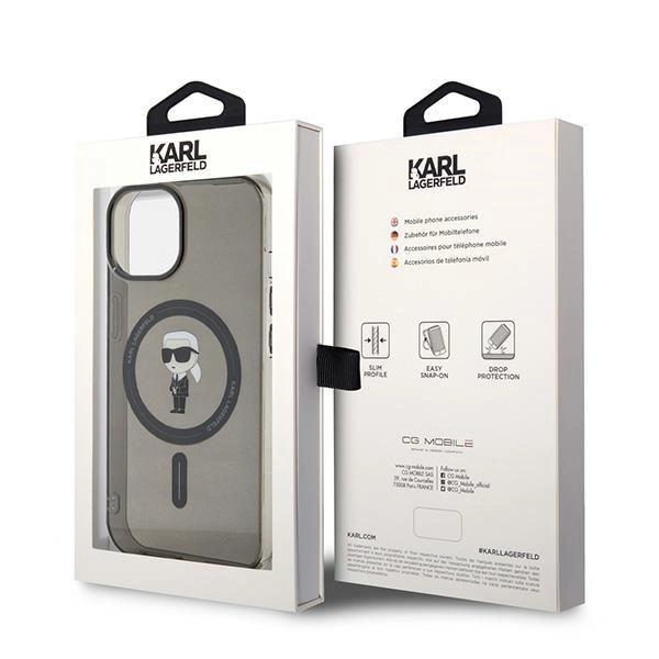 Etui Karl Lagerfeld IML Ikonik MagSafe do iPhone 15 - czarne