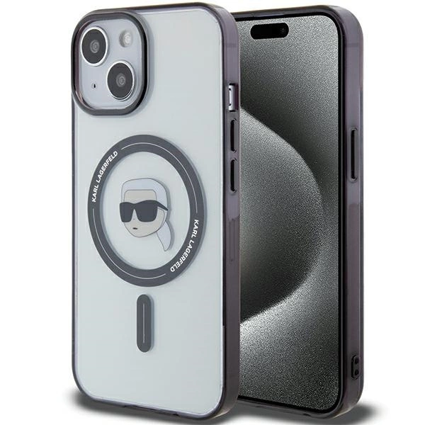 Etui Karl Lagerfeld IML Karl's Head MagSafe do iPhone 15 - przezroczyste