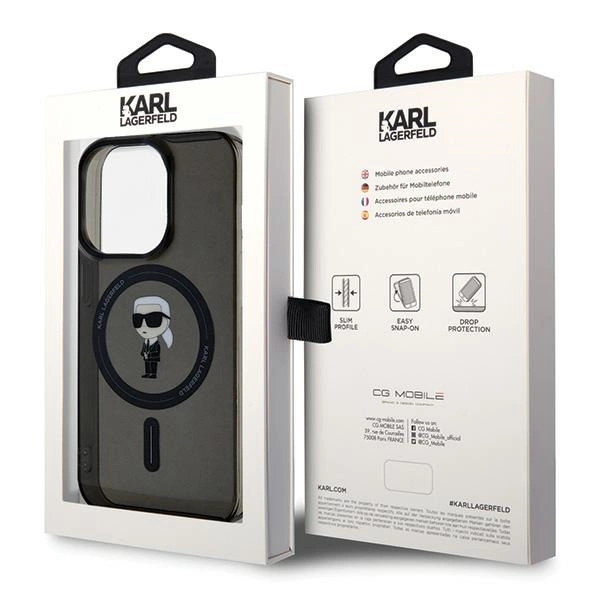 Etui Karl Lagerfeld IML Ikonik MagSafe do iPhone 15 Pro Max - czarne
