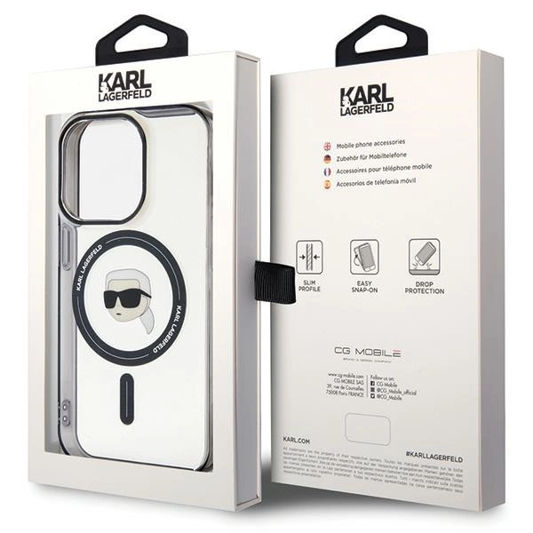 Etui Karl Lagerfeld IML Karl's Head MagSafe do iPhone 15 Pro Max - przezroczyste